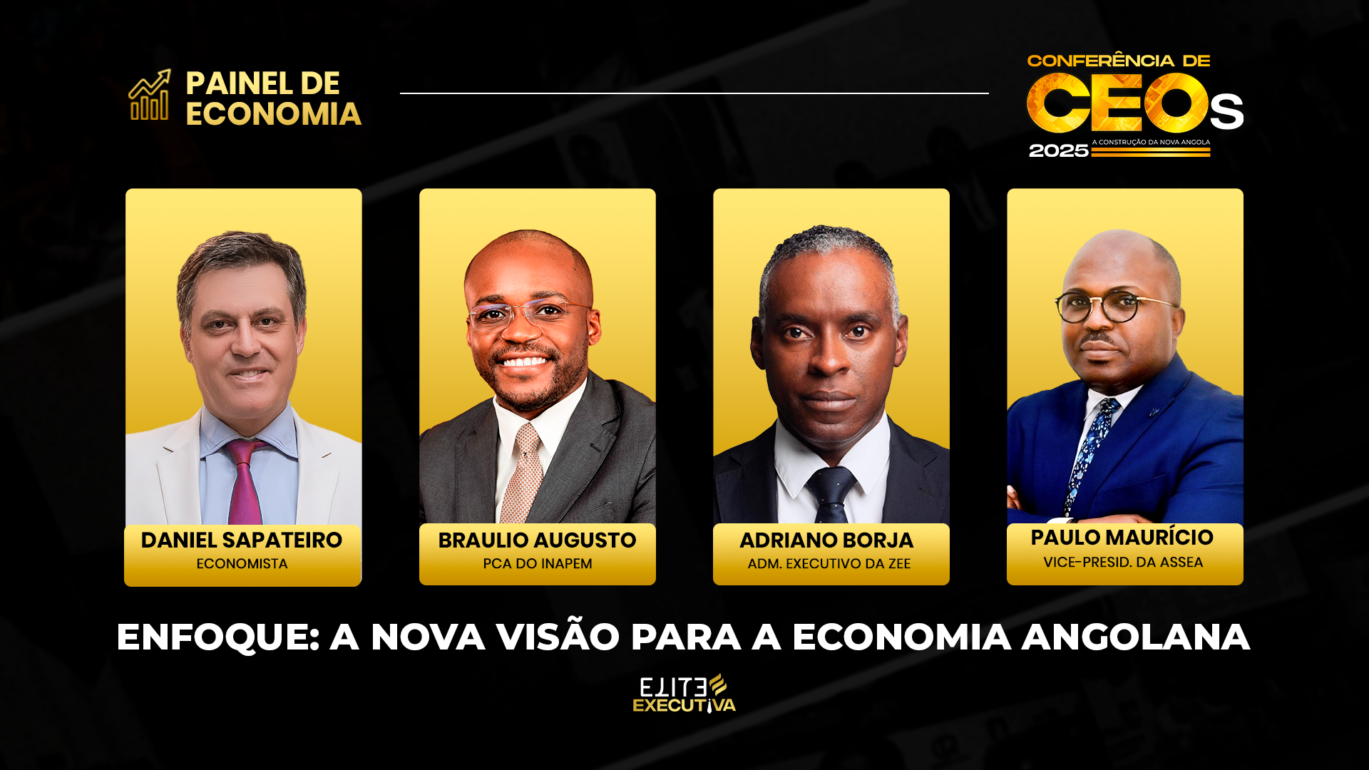 Arte panorâmica do painel de economia da Conferência de CEOs 2025