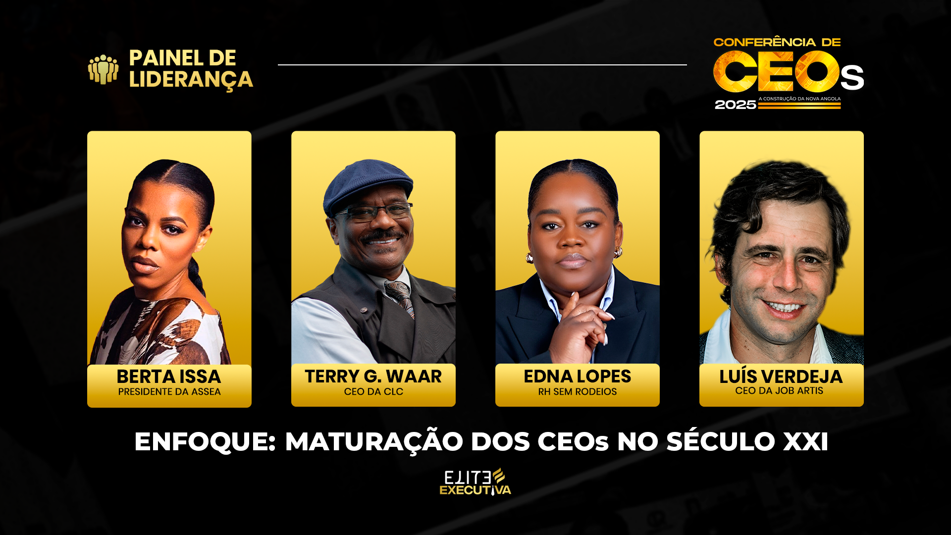 Arte panorâmica do painel de liderança da Conferência de CEOs 2025